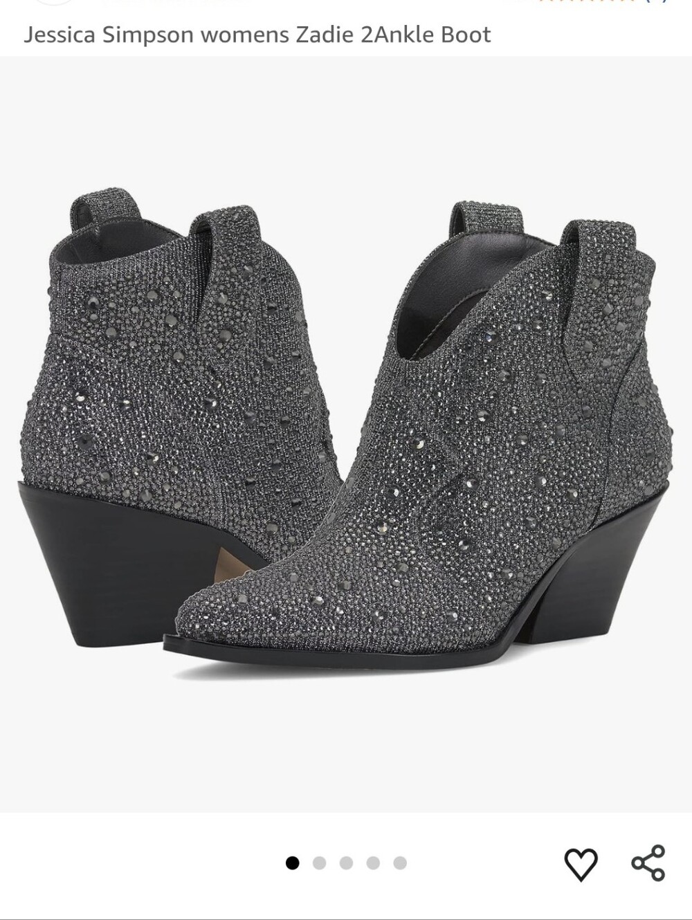 Jessica Simpson Zadie Western Bootie Silver Rhineston Pull-on pointed toe Sz 10